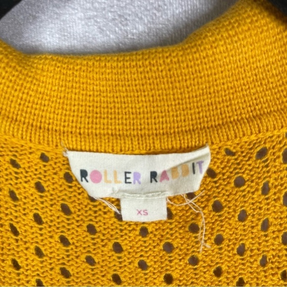 Roller Rabbit Vinnie Caftan Crochet Knit Coverup Dress In Amber Yellow Size XS - Picture 10 of 12